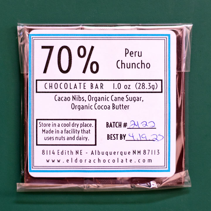 70% Dark  Peru Chuncho 1oz / 1.8 oz Bar