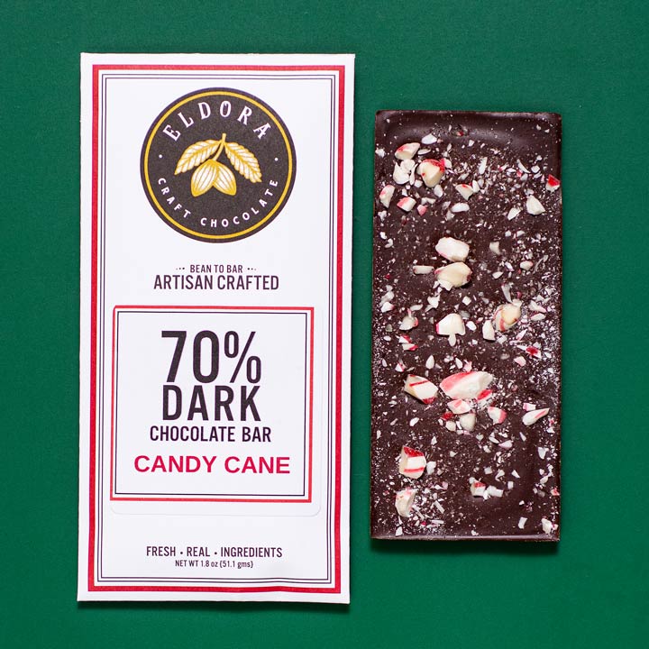 Candy Cane Chocolate Bar Eldora Craft Chocolate 